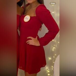 REFORMATION DRESS -RED MINI LONG SLEEVE DRESS